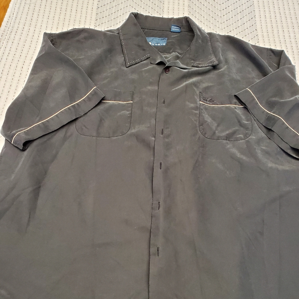 Hobie Dark Gray Short Sleeve Button Front Shirt XXL Surf Skate Beach Rayon Blend